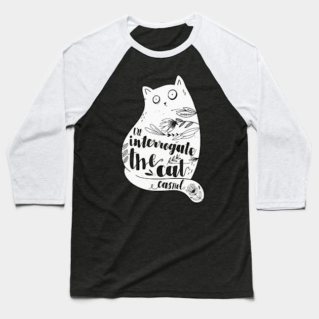 Castiel & The Cat Baseball T-Shirt by wnchstrbros